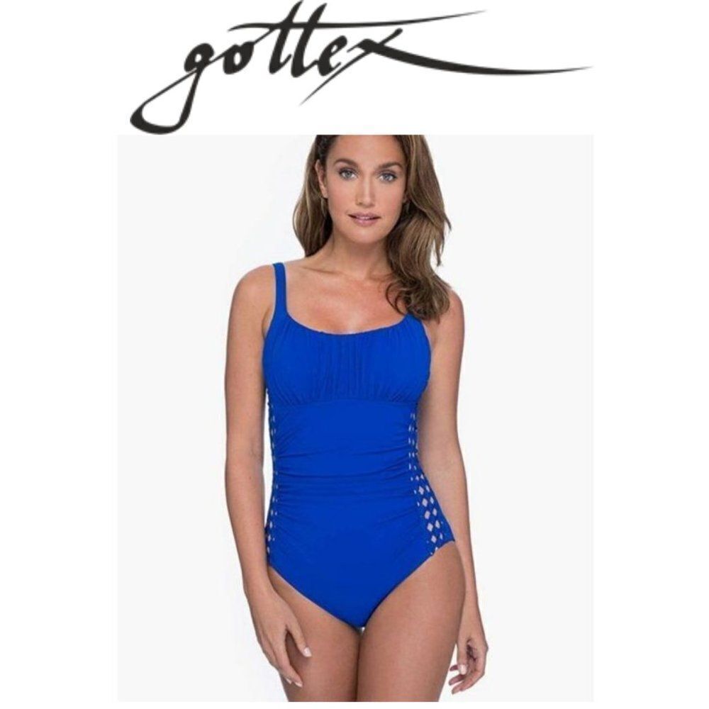 Gottex Size 6 Scoop Neck One Piece Swimsuit Blue